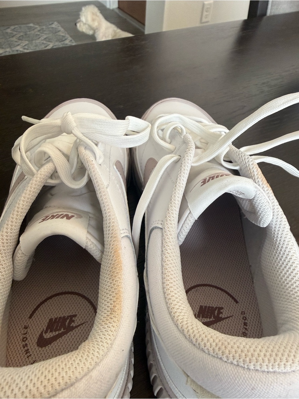 Nike Women’s White Court Legacy Sneakers with Purple Accents